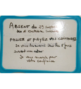 ABSENCE DU 29 SEPTEMBRE AU 6 OCTOBRE INCLU